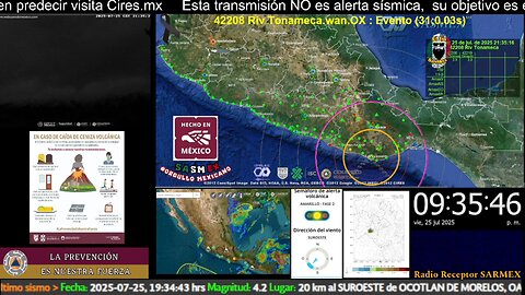 SISMO Magnitud 4.3 Loc. 24 km al OESTE de S PEDRO POCHUTLA, OAX 25/07/25 21:35:08 #noameritoalerta