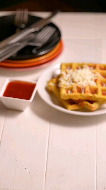 cheesy Corn Rava waffles
