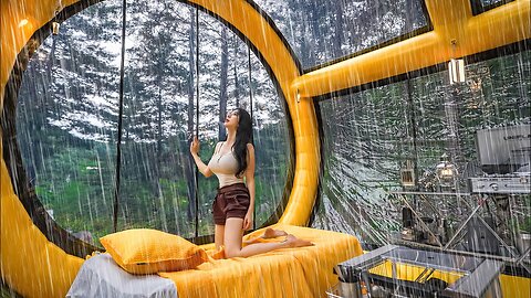 ☔️CAMPING IN THE RAIN INSIDE A HUGE CAPSULE AIR TENT