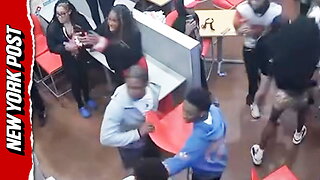 Brawl breaks out inside a Domino's, suspects hurl chair and strike officer's head