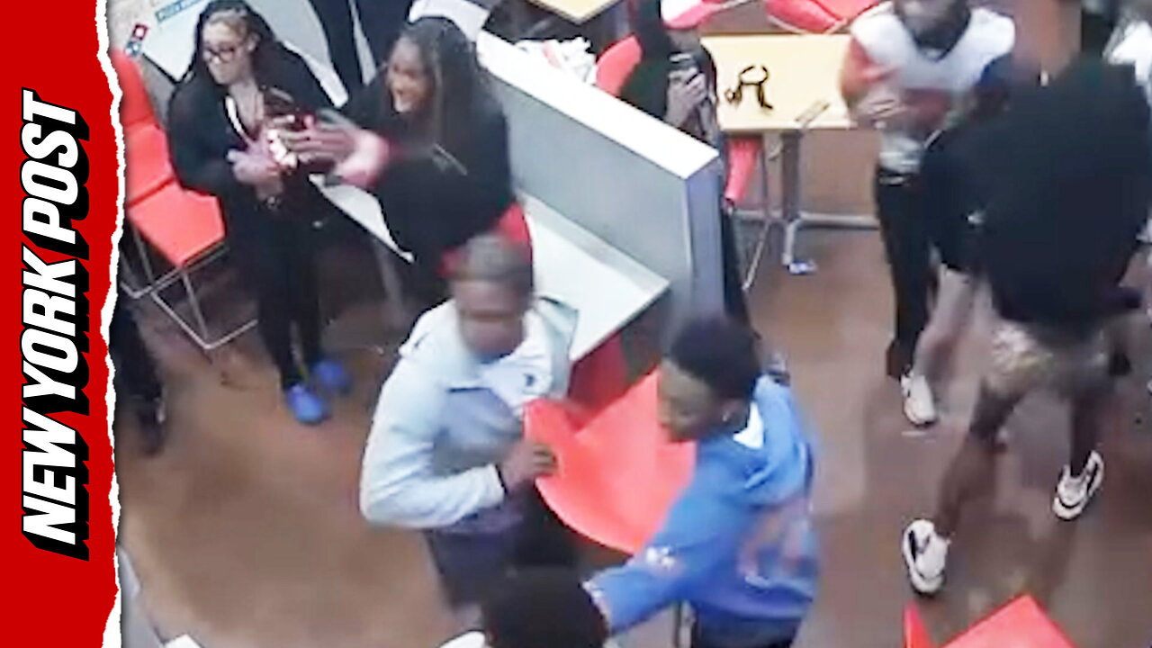 Brawl breaks out inside a Dominos, suspects hurl chair and strike officers head