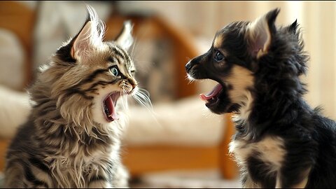 Adorable Puppy Dogs Growl At Big Cats [Must See]