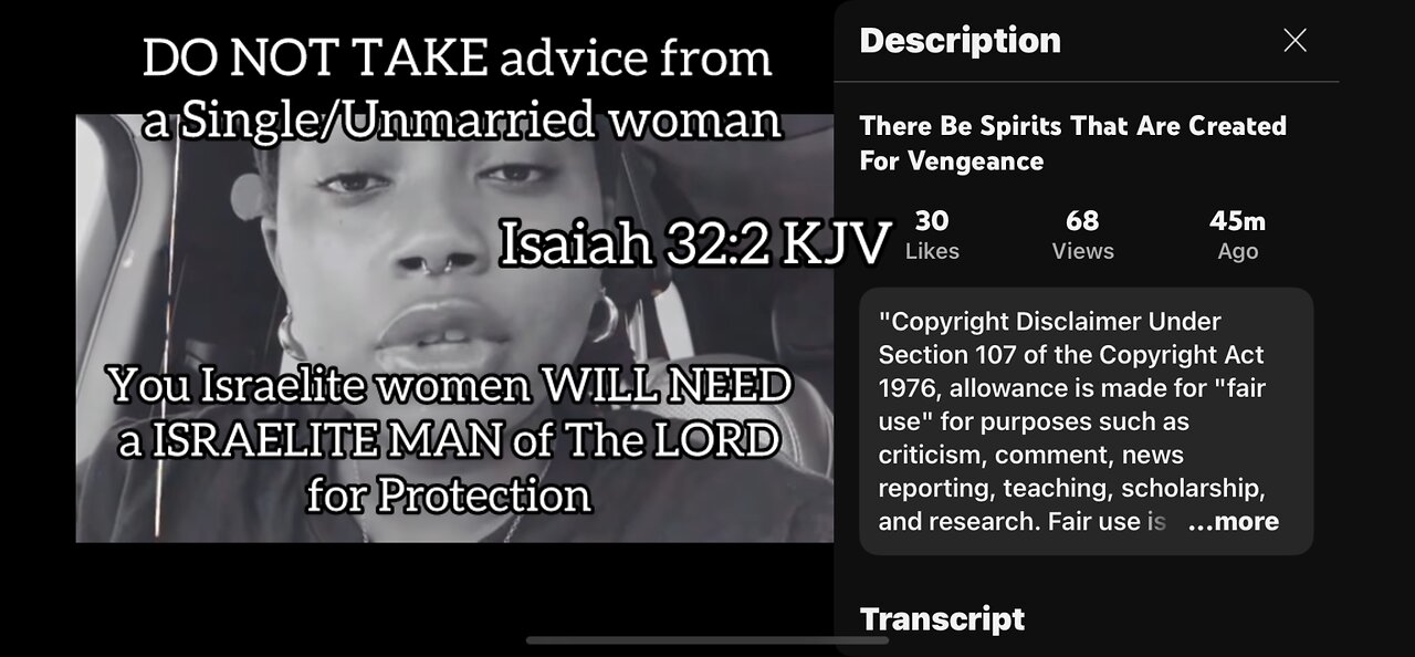 Prophecy Watch / RE: There be spirit created for vengeance / evil-single-women are in GRAVE DANGER!