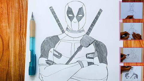 how to draw Deadpool step by step with one pencil ｜ DRAWING DEADPOOL BY EASY WAY