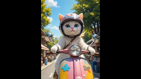 Cute kitty driving scooty 🥰 #cute #catlovers