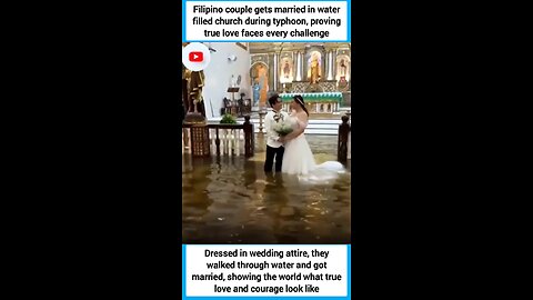 Filipino couple gets married in water filled church during typhoon