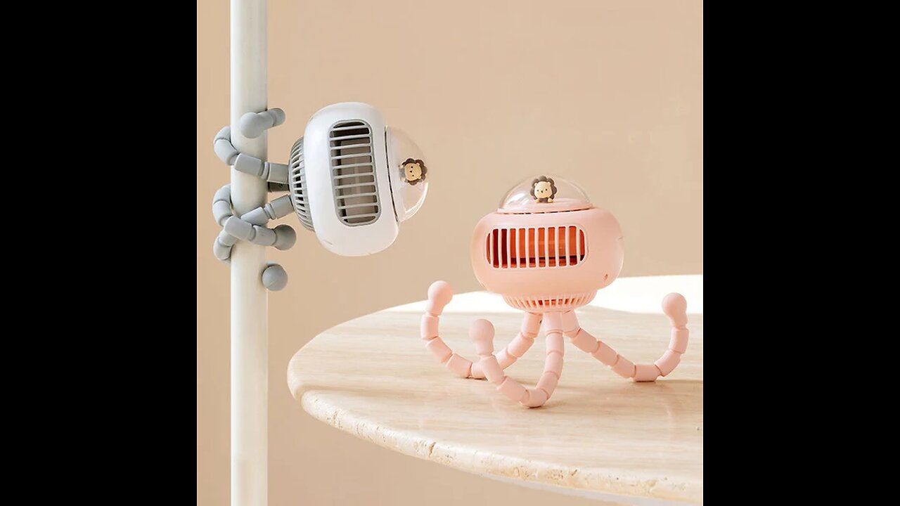 Portable Rechargeable Clip Stroller Fan, with 130° Oscillation & Flexible Tripod