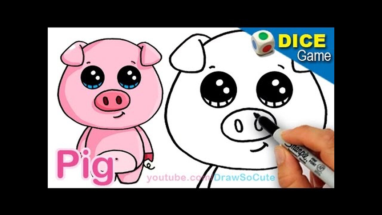 How to Draw a Cartoon Pig Cute and Easy step by step