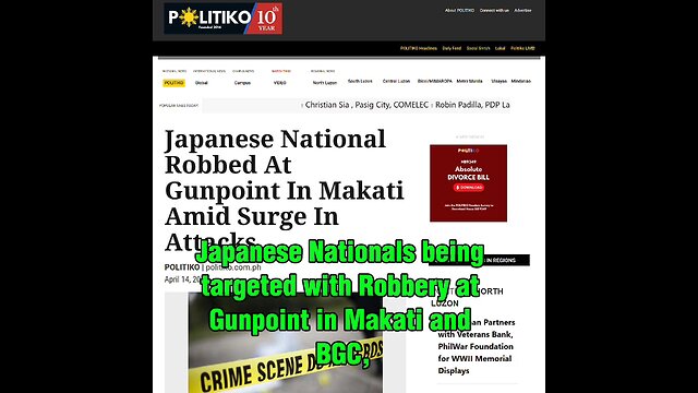 Japanese Nationals being targeted with Robbery at Gunpoint in Makati and BGC