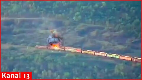 Ukraine intelligence shares video of strike on railway used for Russia army supplies in Zaporizhzhia
