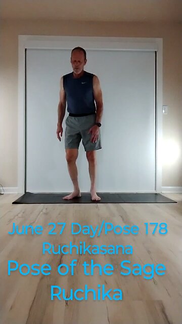 Ruchikasana / Pose of the Sage Ruchika / Standing Forward Fold Foot Behind Head