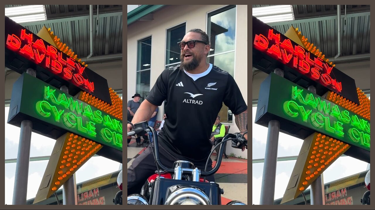 Jason Momoa Rides Harley-Davidson in Hawaii with Ohana