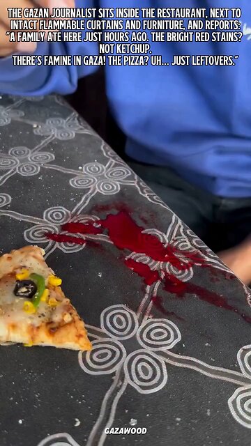 Report: Poor Gazan family's blood on table. Funny enough EVERYTHING else is in pristine condition.