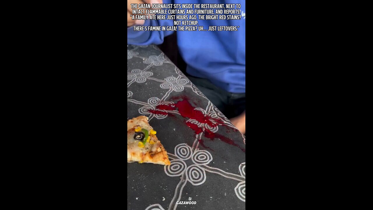 Report: Poor Gazan family's blood on table. Funny enough EVERYTHING else is in pristine condition.