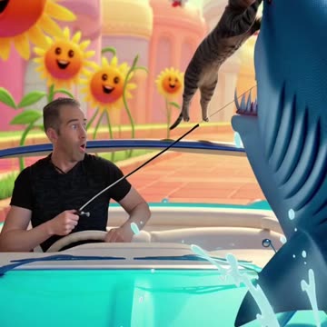 Cartoon world like Fishing with my cat Shadow