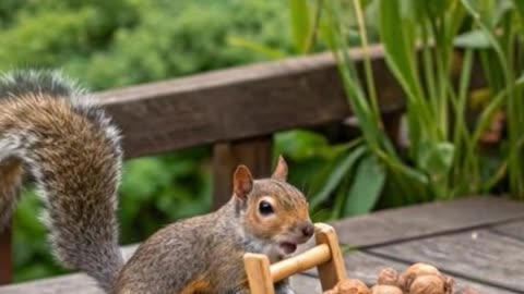 Tiny paws, big appetite! 🐿️