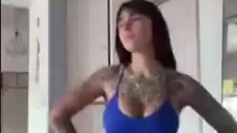 Slim thick latina in gym shorts dancing