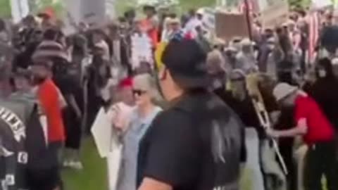 Bikers Attack Antifa Member At 'No Kings' Rally In Detroit!