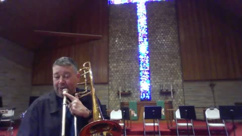 Practicing trombone for Seussical the musical
