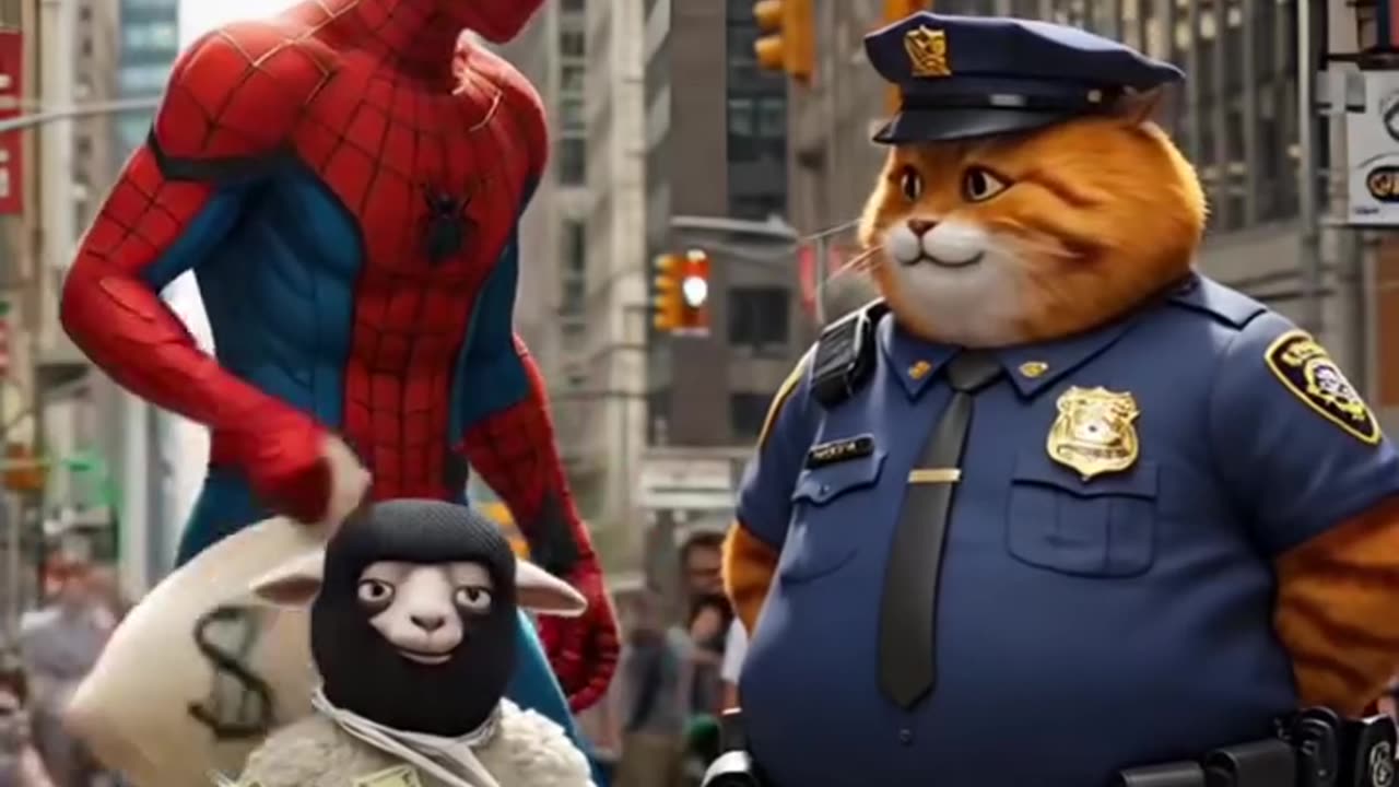 POlice cat and spider man