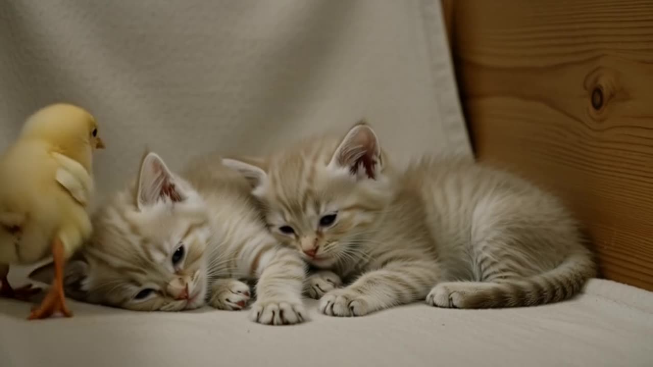 Kitten with Chick