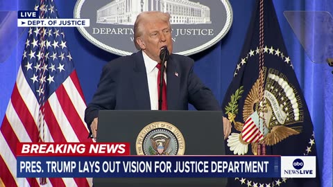 Trump, at Justice Department, decries 'weaponization'