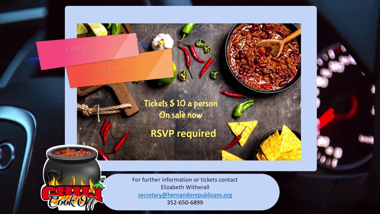 July 15 Chili Cook Off Fund Raiser