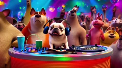 French Bulldog DJ Spins the Beat at Wild Animal Party!