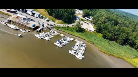 Royal River Boat Boatyard & Boat Repair, Yarmouth Maine Aerial View