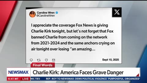 Fox News silenced Charlie Kirk because of his friendship with Tucker Carlson.