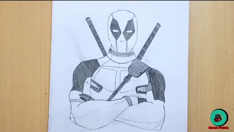 how to draw Deadpool step by step with one pencil ｜ DRAWING DEADPOOL BY EASY WAY