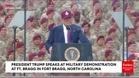 President Trump Delivers a Speech at Fort Bragg, Preceded By SOD Pete Hegseth, June 10, 2025