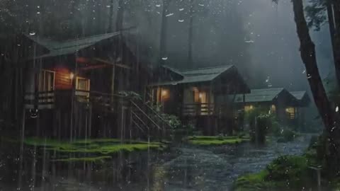 RAIN and THUNDER Sounds to Sleep Fast | Rain on The Roof in the Foggy Forest - End Insomnia, Relax