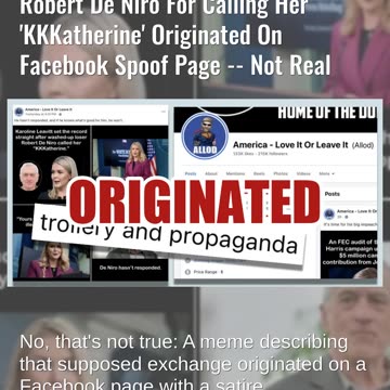 Fact Check: Satirical Story About Robert De Niro Calling Karoline Leavitt 'KKKatherine' -- Not Real