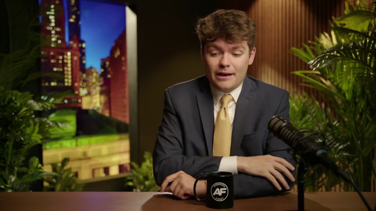 Nick Fuentes on the left trying to frame Tyler Robinson as a Right Winger