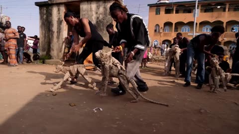 Giant puppet herd embarks on 12,000 mile Africa-Arctic migration