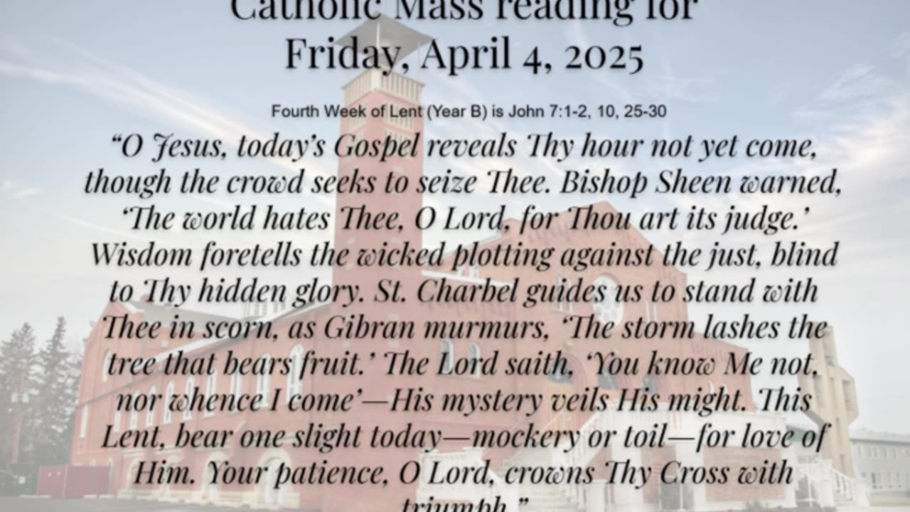 Mass Reading Reflection for Friday, April 4, 2025
