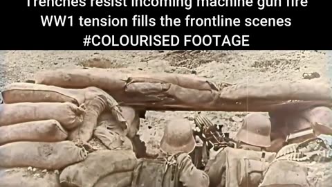 British Forces Engage Enemy Machine Guns Along Trenches WWI Battle Footage-1