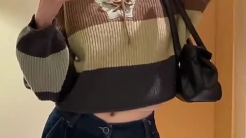 Oversized Chunky Knit Sweater in Cream, Navy, and Maroon Stripes with Drop Shoulder Design