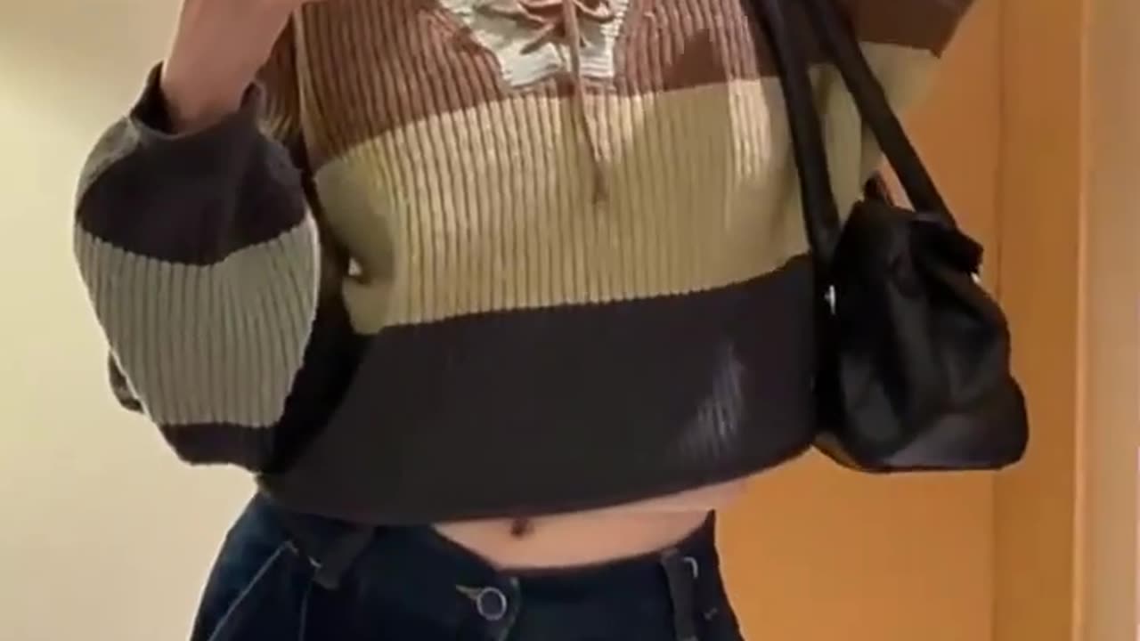 Oversized Chunky Knit Sweater in Cream, Navy, and Maroon Stripes with Drop Shoulder Design