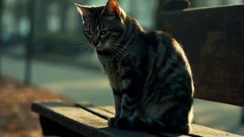 Cat on the Old Bench