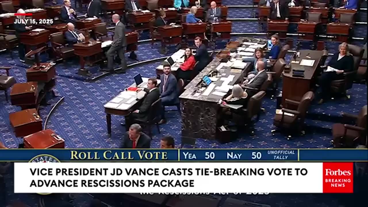 VP JD Vance Casts Tie‑Breaking Vote To Advance Rescissions Package