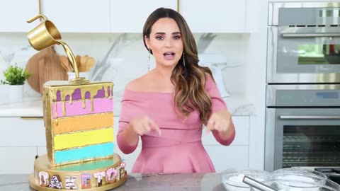 How To Make A Rainbow GOLDEN DRIP CAKE! - Nerdy Nummies - YouTube