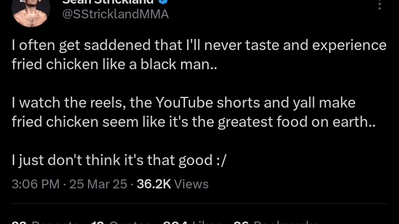 UFC's Sean Strickland with a wild take