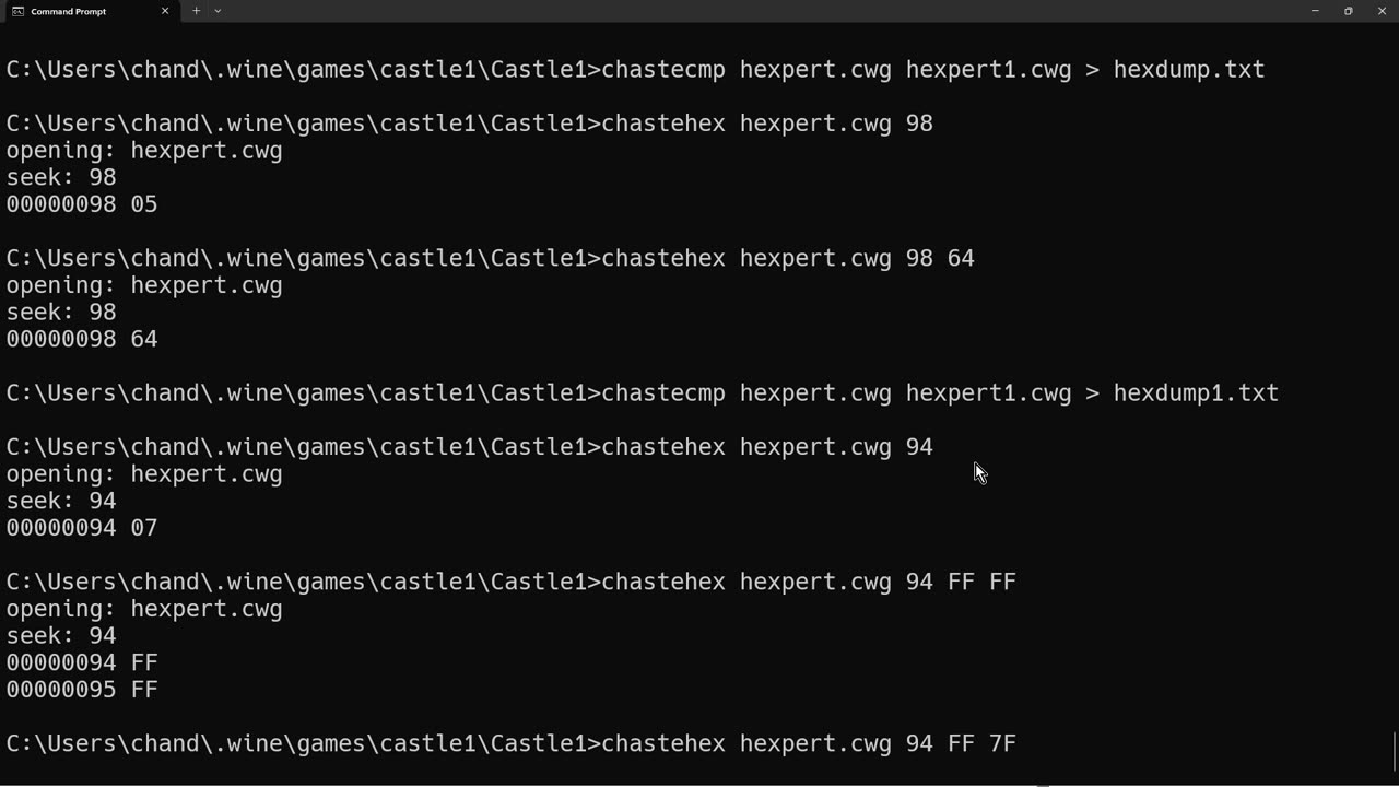 Part 2 of Hex Editing Castle of the Winds