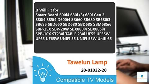 Tawelun 20-01032-20 Replacement Projector Lamp with Housing for Smart Board Uf55w Unifi 55