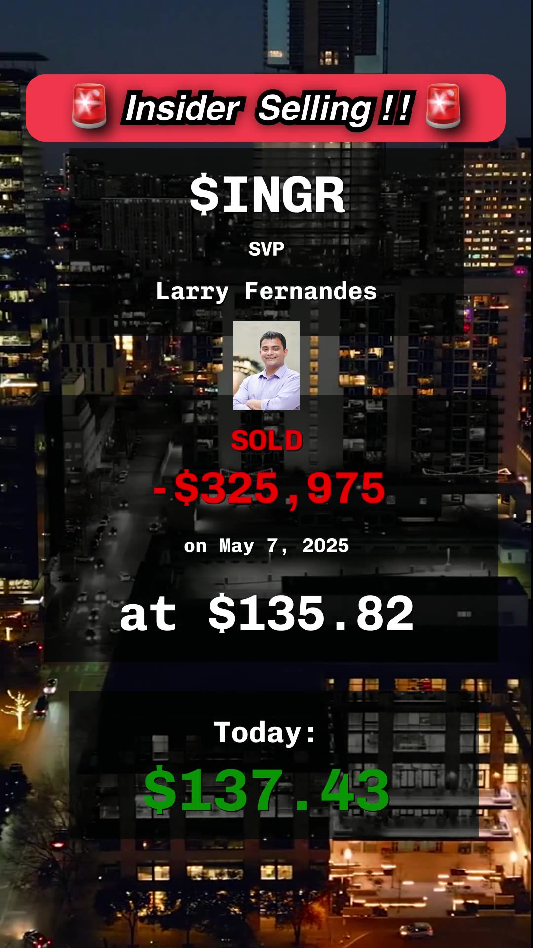 🔥 insider selling at $INGR, $LKFN, $SERV, $PATH, $WINA #insidertrading #stocks #finance