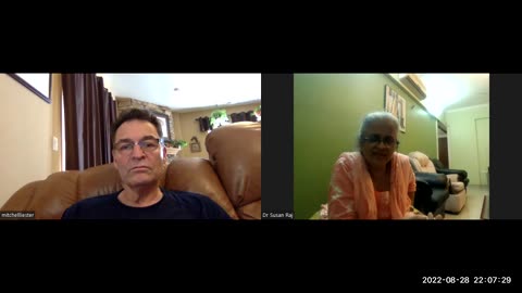 Dr Mitchell with Dr Susan Raj discusiion about disease sure with Chlorine Dioxide