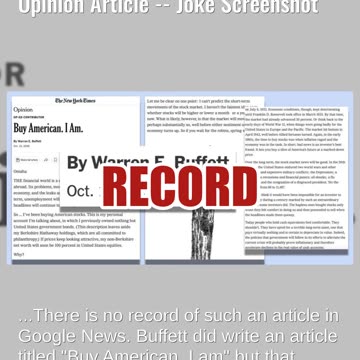 Fact Check: Warren Buffett Did NOT Publish 'Sell American. I Am.' Opinion Article -- Joke Screenshot