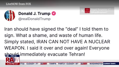 Breaking Trump says Iran cannot have nuclear weapon